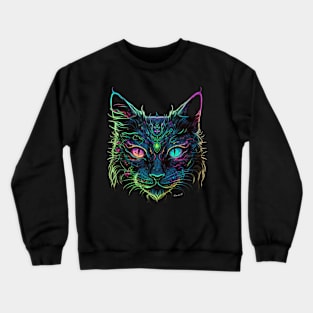 Colorful Cat Neon Colors Paint Style Crewneck Sweatshirt